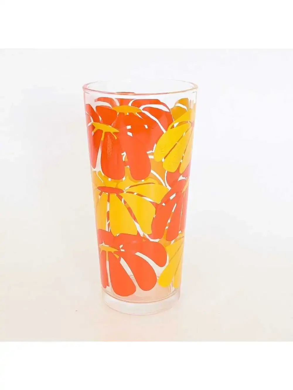 Groovy Vintage Glassware Set with Orange & Yellow Daisies